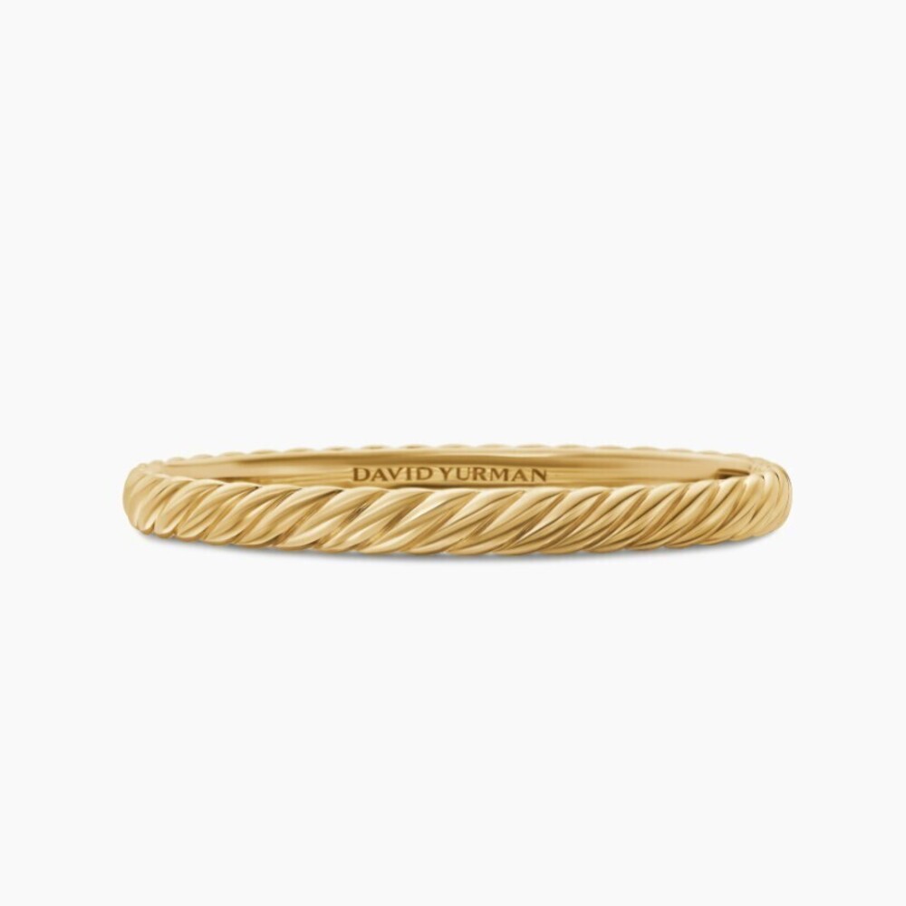 David Yurman Gold 6.2mm Engraved Wave Bangle (No Diamonds)